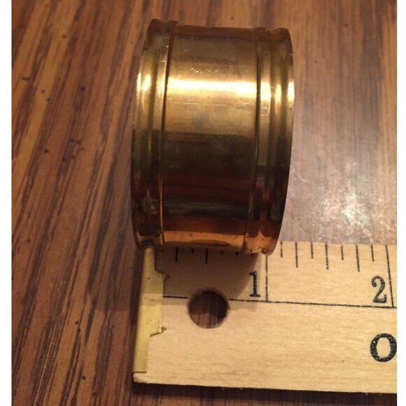 Vintage Brass Napkin Rings Holders 1” Round Band Edges India Set Of 3 Patina - Picture 5 of 8